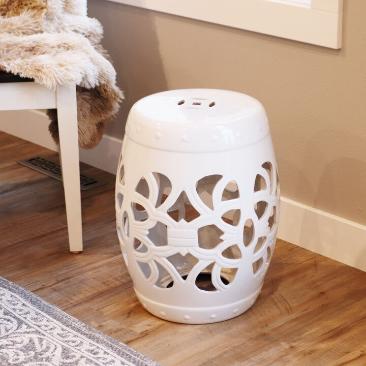 Sunnydaze 18" Modern Knotted Quatrefoil Ceramic Garden Stool