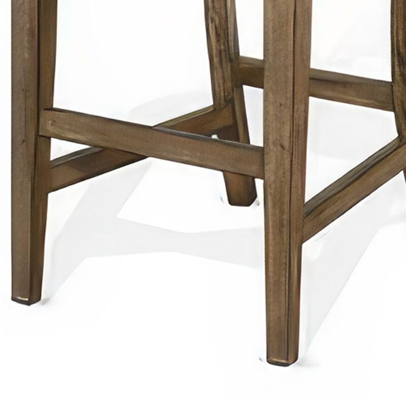 Yael Barstool Chair, Ladderback, Black Microfiber, Taupe Mahogany Wood - Benzara