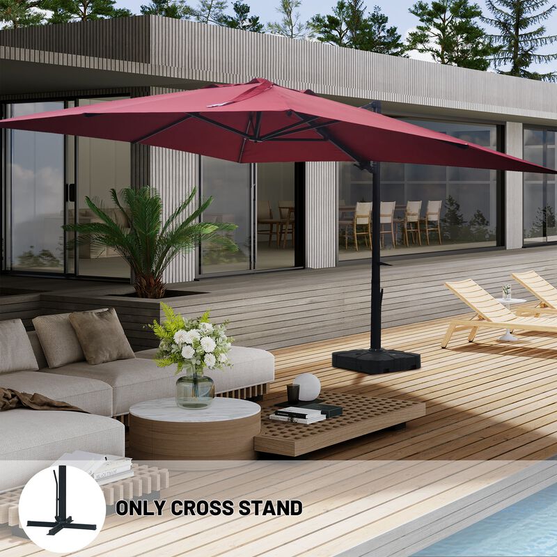 10x10 ft. 360°Rotation Square Outdoor Cantilever Patio Umbrella in Red
