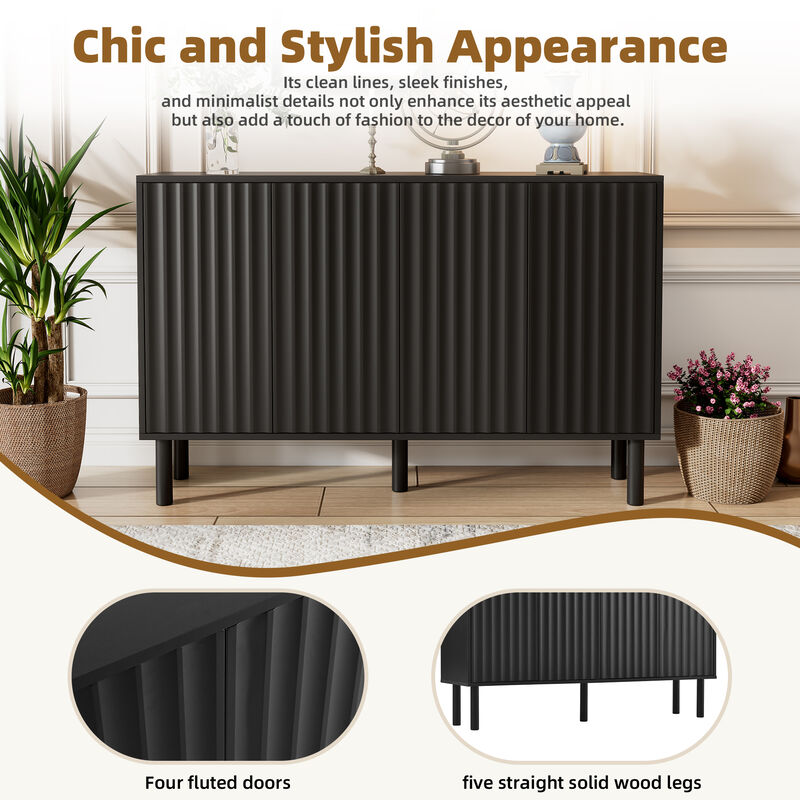 Merax Minimalist Shoe Cabinet  with Fluted Doors