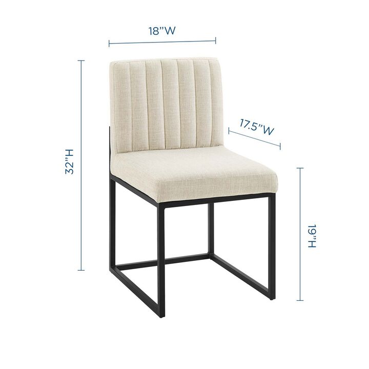 Carriage Channel Tufted Sled Base Upholstered Fabric Dining Chair-Benzara