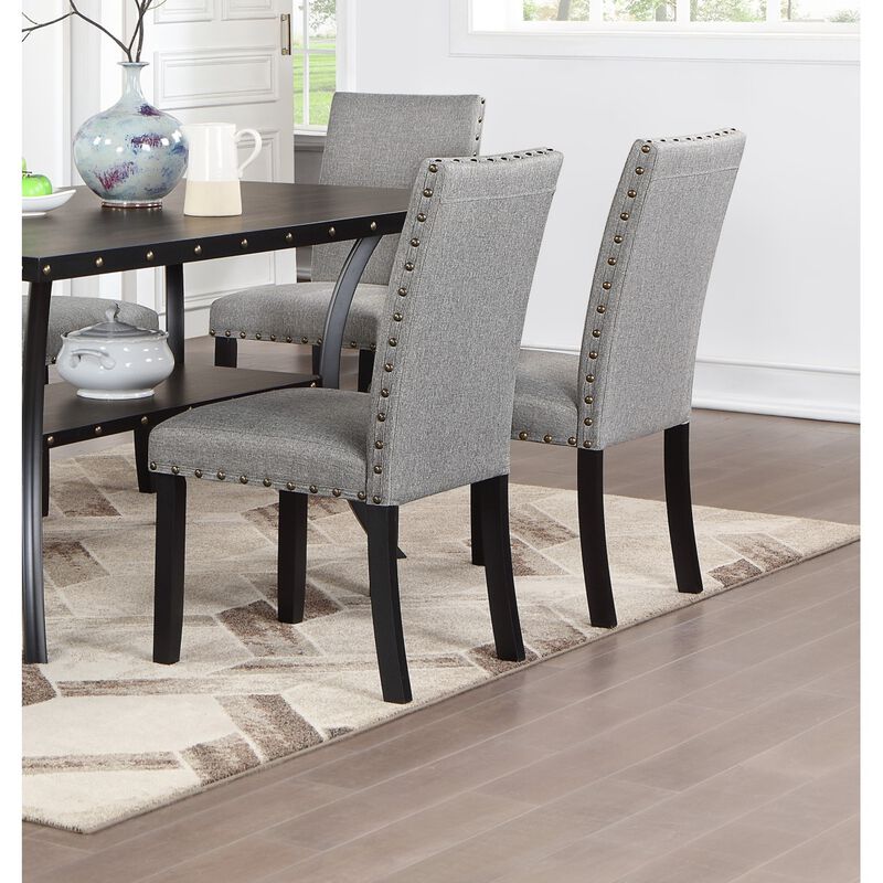 Modern Grey Fabric Dining Chairs (Set of 2)