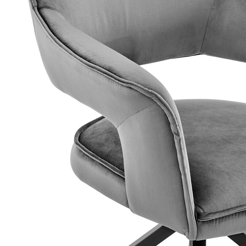 Velvet Upholstered Contemporary Accent Chair, Black and Gray-Benzara