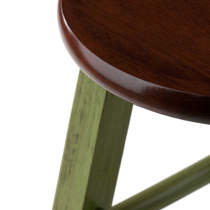 Winsome Wood Ivy model name Stool Rustic Green/Walnut 13.4x13.4x24.2