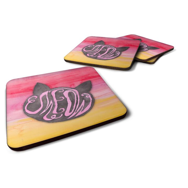 Caroline's Treasures Cat Face Meow Watercolor Decorative coasters, 3.5, Multicolor