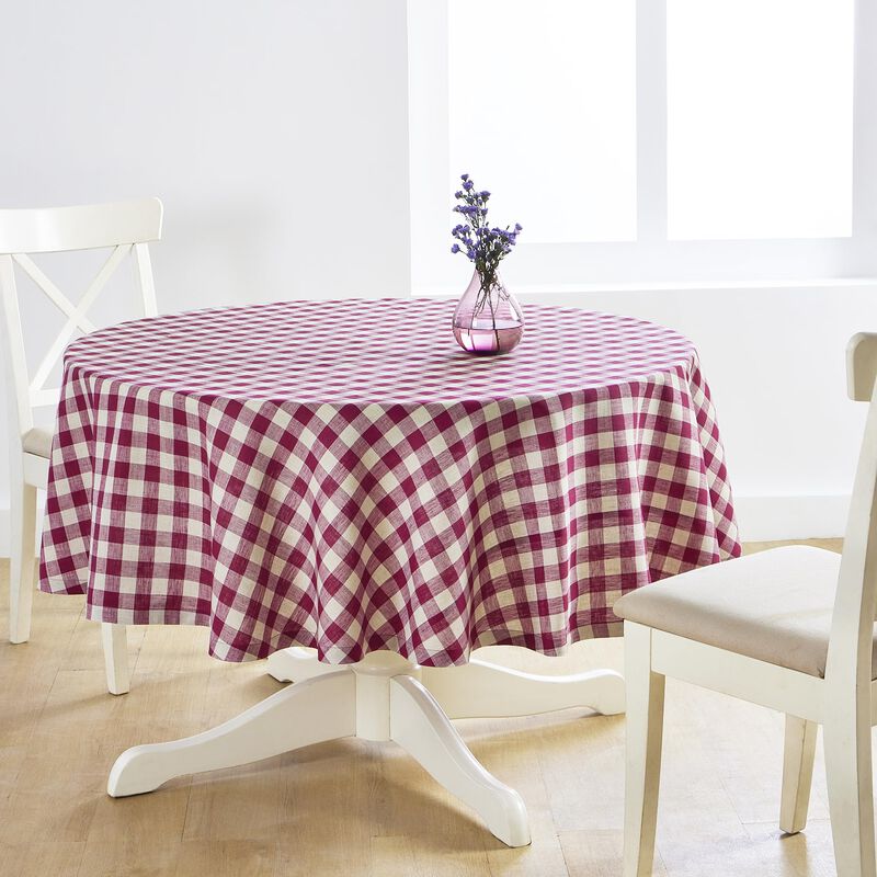 Solino Home 100% Pure Linen Round Tablecloth |Morgan Check