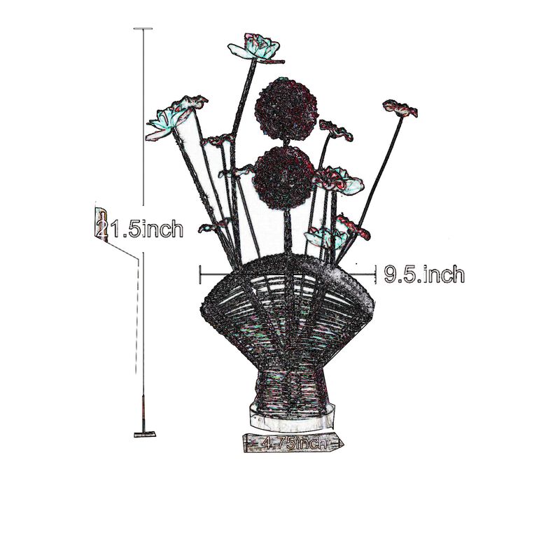Accent Table Lamp, LED, Red Roses Fan Crystal Vase, Chrome 22 Inch - Benzara