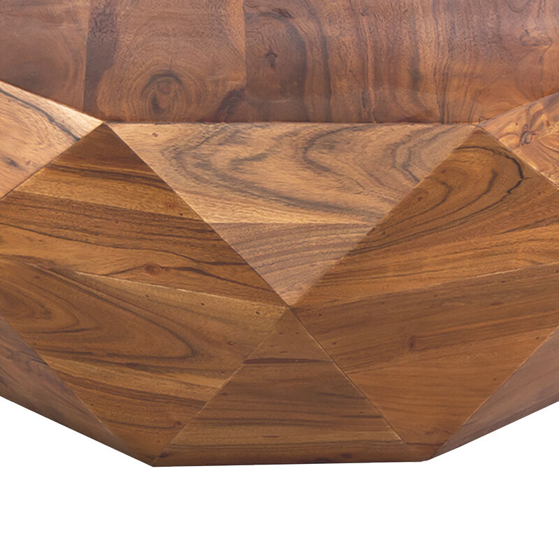 33 Inch Diamond Shape Acacia Wood Coffee Table With Smooth Top, Dark Brown-Benzara