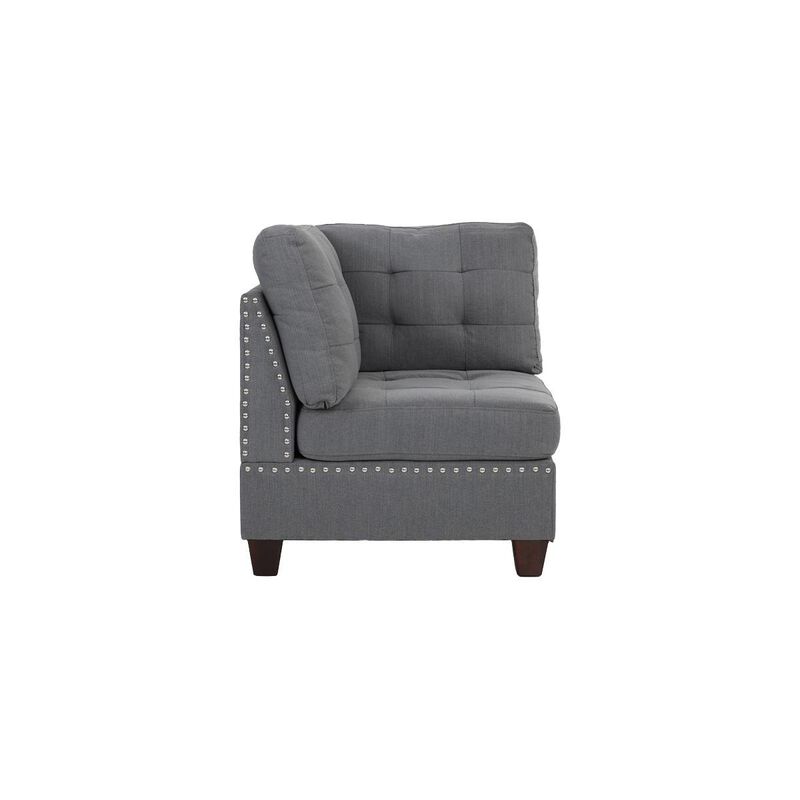 Linen Tufted Wedge Sofa with Nailheads