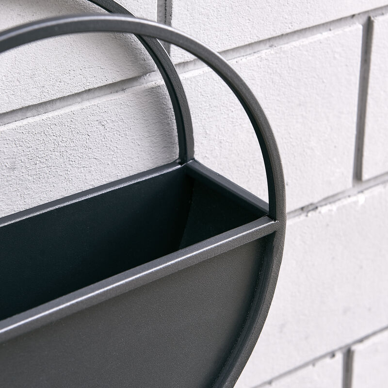 Round 2-Piece iron Wall Planter Set - Black