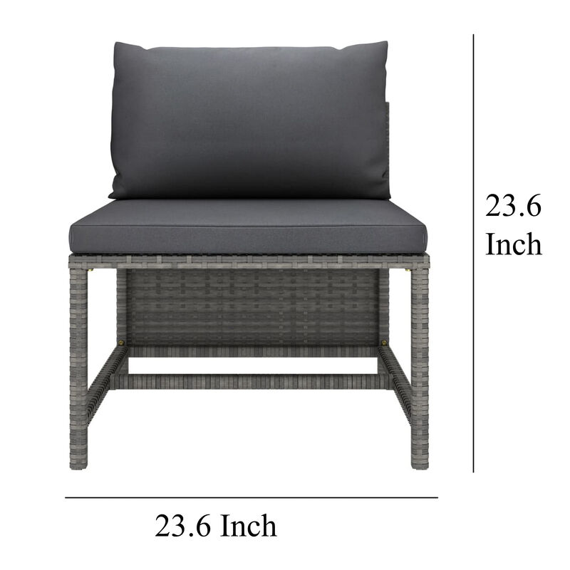 Ley 10pc Outdoor Modular Sectional Sofa Set, Gray Cushions, Rattan - Benzara