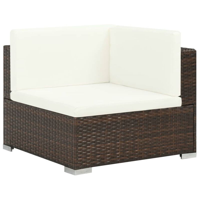 vidaXL 6 Piece Garden Lounge Set with Cushions Poly Rattan Brown