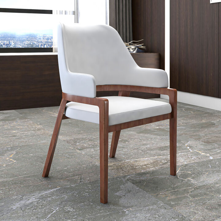 Leisuremod Ethora Collection Modern Wooden Dining Chair in Black Fabric Seat With white top