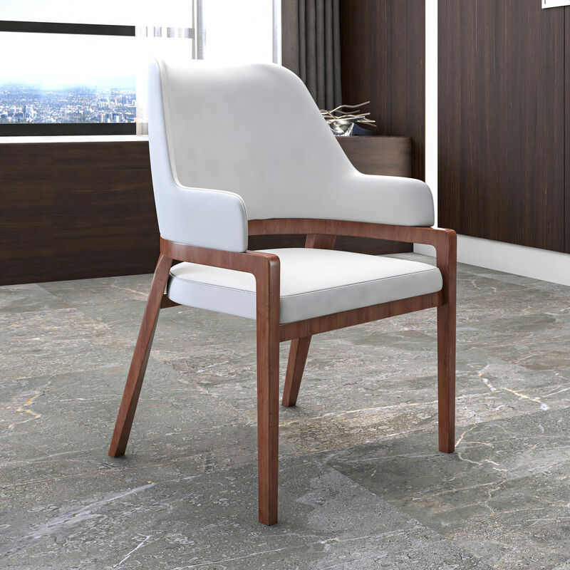 Leisuremod Ethora Collection Modern Wooden Dining Chair in Black Fabric Seat With white top
