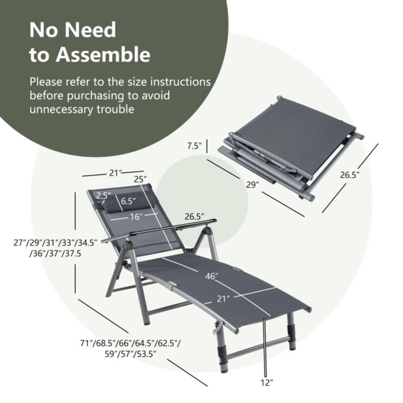 Hivvago Outdoor Aluminum Chaise Lounge Chair with Quick-Drying Fabric