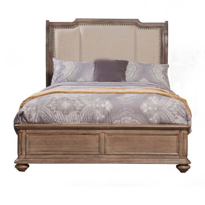 Melbourne Queen Sleigh Bed w/Upholstered Headboard, French Truffle