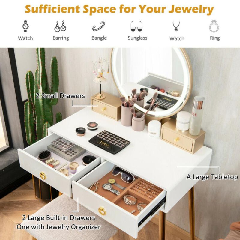 Hivvago Vanity Table Set with Mirror-White