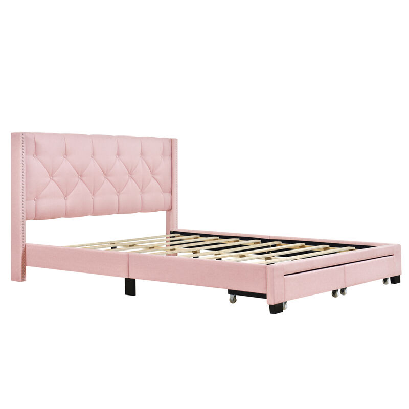 Streamdale Queen Upholstered Platform Storage Bed (Pink)