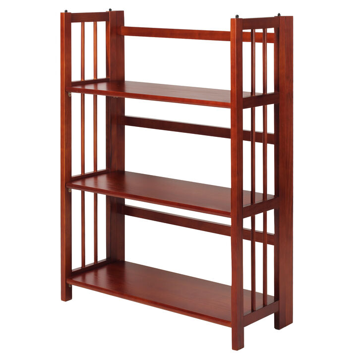 Casual Home 3-Shelf Folding Stackable Bookcase (27.5" Wide)-Mahagony