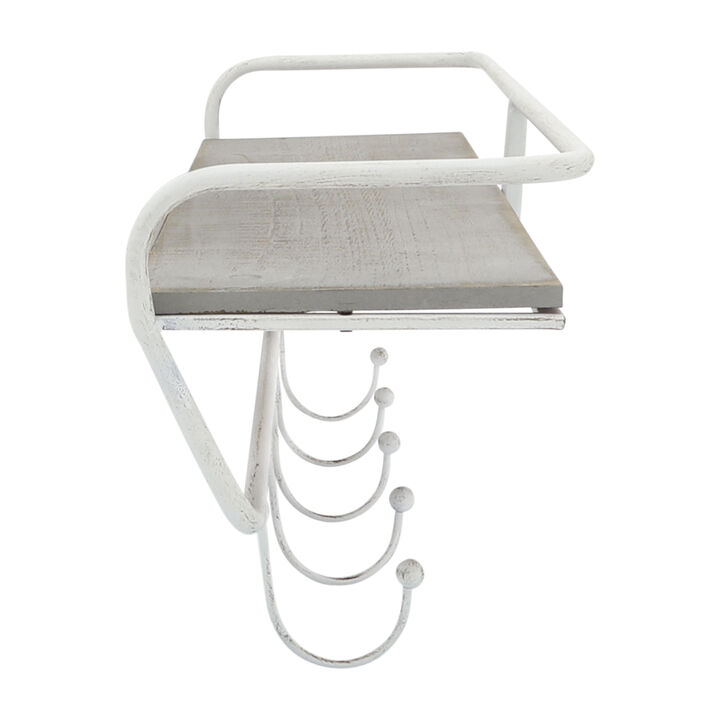 20" 5 Hook Wall Shelf