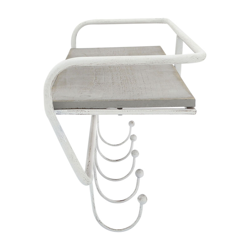 20" 5 Hook Wall Shelf