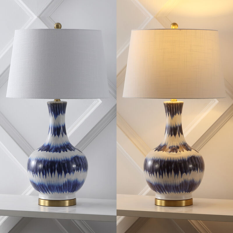 Tucker Striped Ceramicmetal LED Table Lamp
