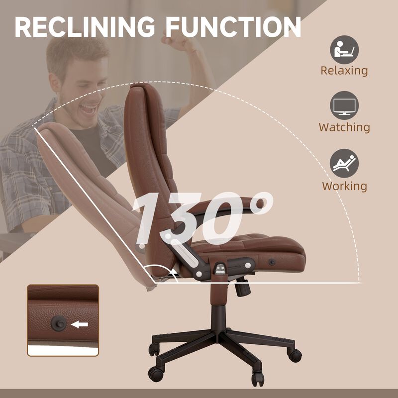 Brown Massage Office Chair: 6 Vibration Points, 3 Heat Modes