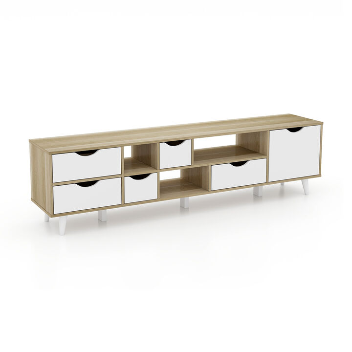 TV Stand for TVs up to 65” Television Cabinet w/ 5 Drawers & 3 Open Shelves