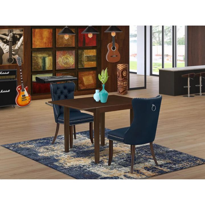 3 Piece Kitchen Table Set Consists of a Rectangle Dining Table with Dropleaf