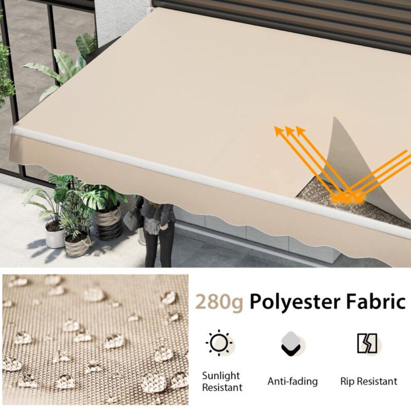 Hivvago Outdoor Manual Retractable Awning Cover Shelter Patio Sun Shade
