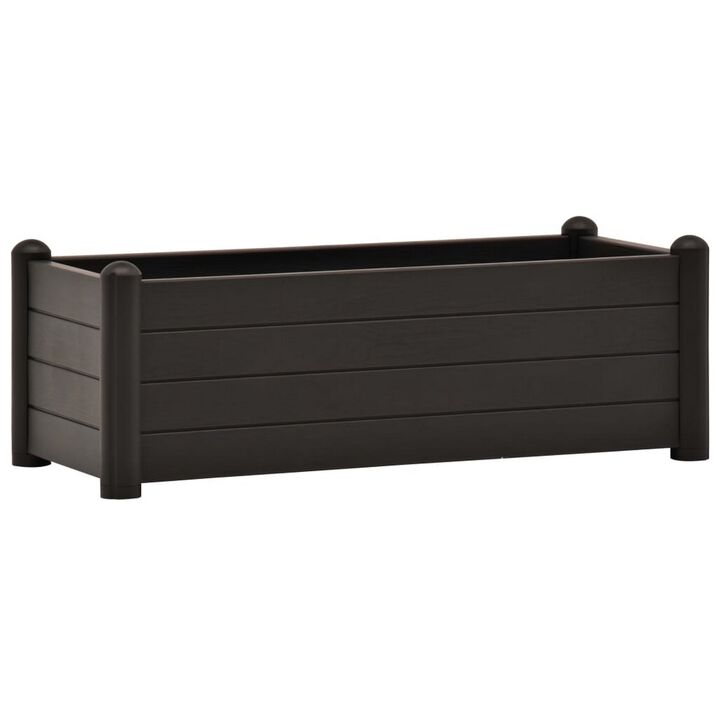 Outdoor Raised Flower Bed with Drainage, 39 Inch Gray Polypropylene - Benzara