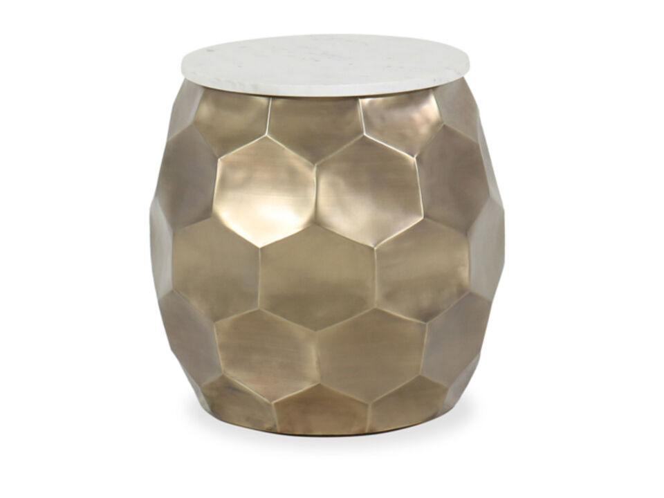 Stomp Round End Table with 0.5" Marble Top