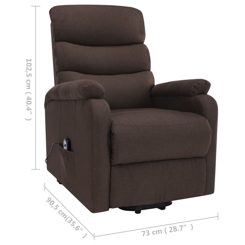Power Lift Massage Recliner Brown Fabric