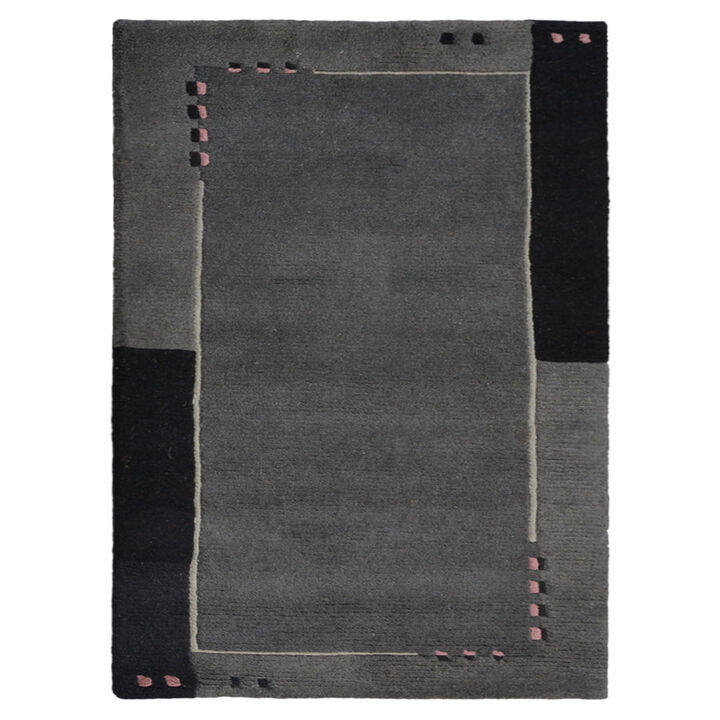 Rugsotic Carpets Hand Knotted Tibbati Wool 2'3''x4'6'' Area Rug Contemporary Grey K00719