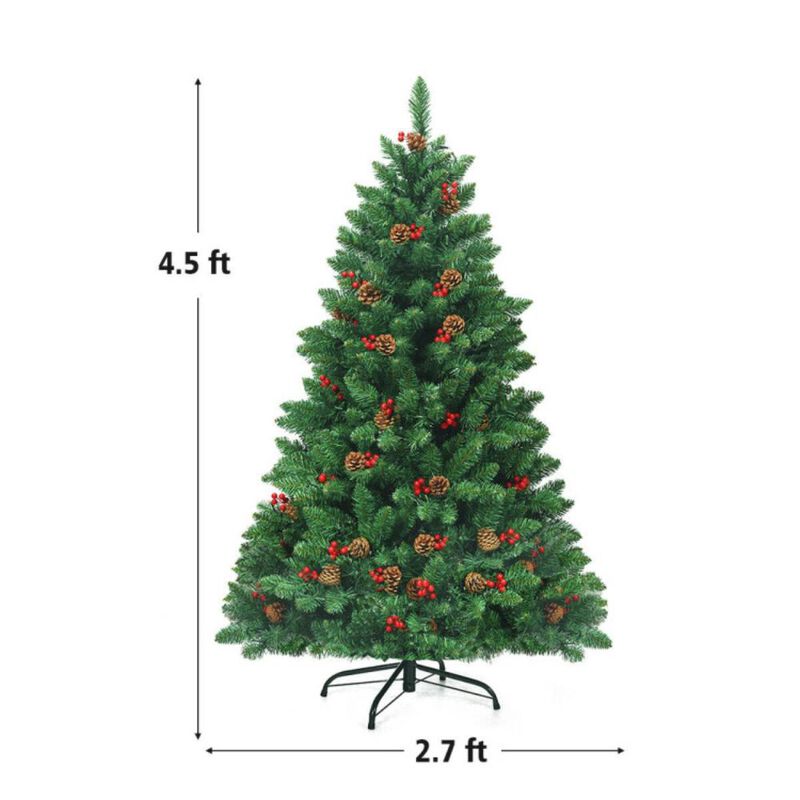 Hivvago 4.5 Feet Pre-lit Hinged Christmas Tree with 300 LED Lights