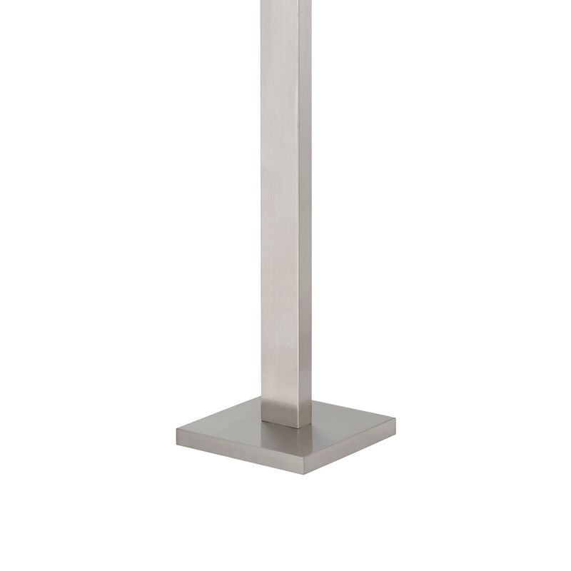 Mora Floor Lamp w Dimmer Switch, 2 Ports, Dual LED, Chrome 61 Inch - Benzara