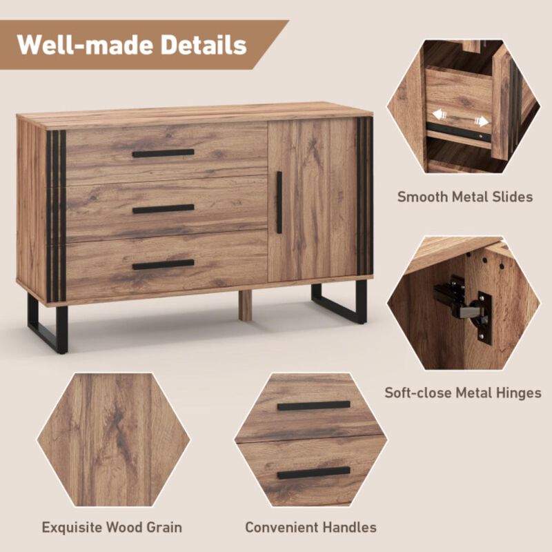 Hivvago Sideboard Buffet Cabinet Credenza Storage Cabinet with 3 Drawers