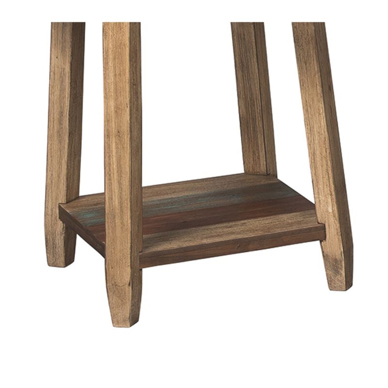 Rustic Plank Style Round Shape Cocktail and 2 End Tables, Set of 3, Brown- Benzara