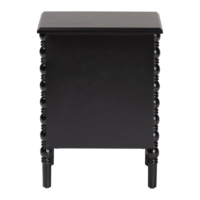 Baxton Studio Malinda Classic Black Wood 2 Drawer End Table with Spindle Legs