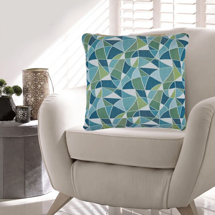 Sery 18 Inch Accent Pillow Set of 4, Indoor Outdoor Woven Geometric, Blue -