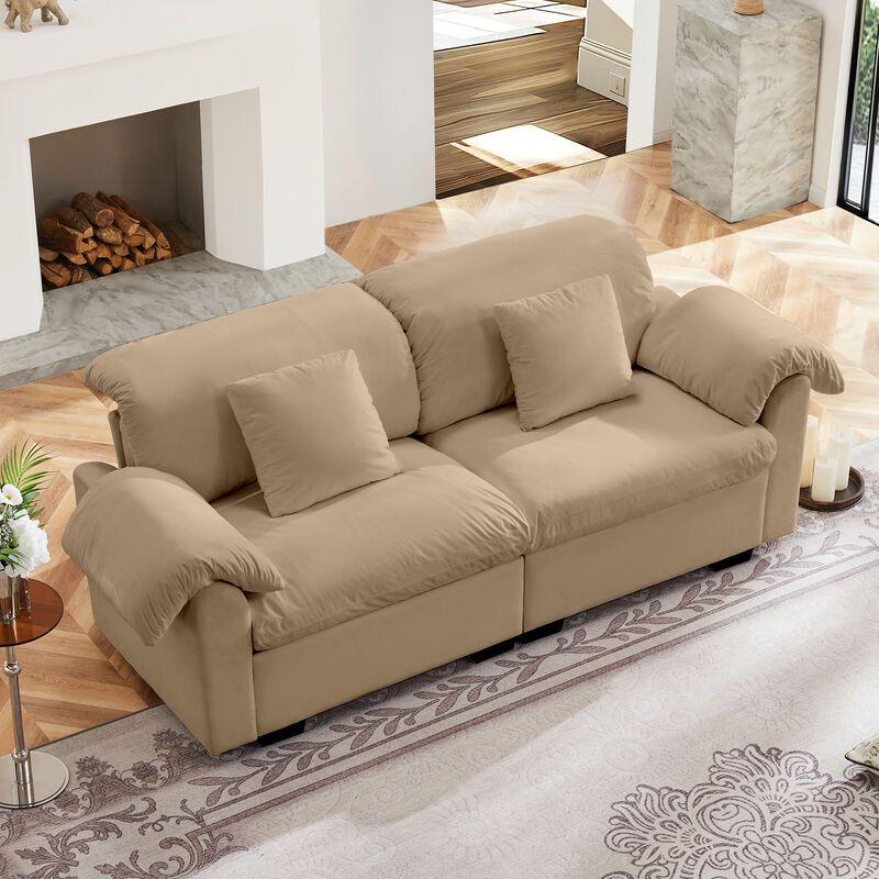 Merax Velvet Loveseat Sofa with Hidden Storage