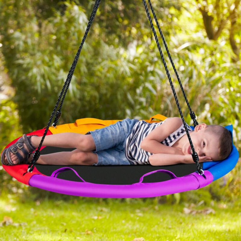 Hivvago 40 inch Saucer Tree Outdoor Round Platform Swing with Pillow and Handle