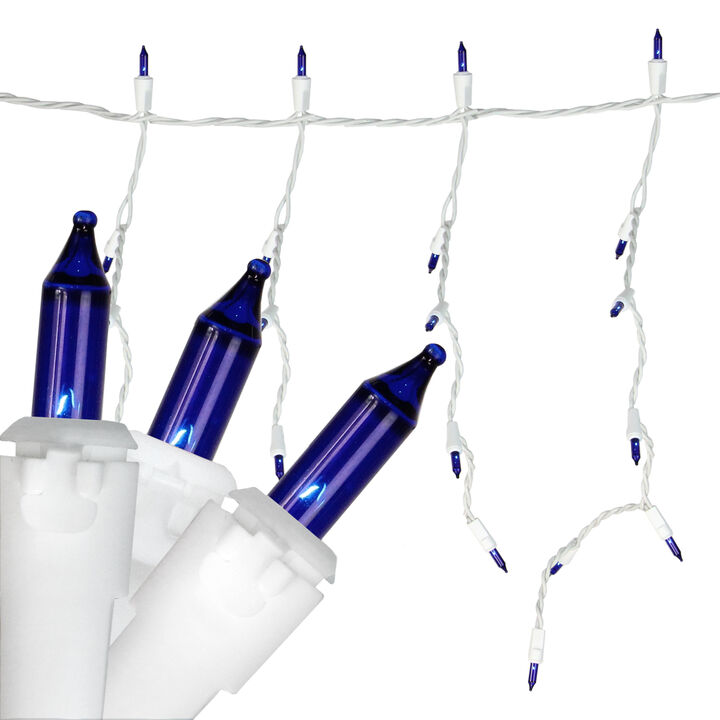 150-Count Blue Mini Icicle Christmas Light Set - 8.75ft  White Wire