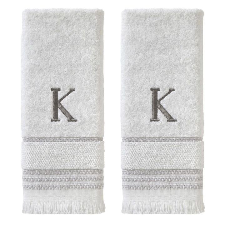 SKL Home By Saturday Knight Ltd Casual Monogram Hand Towel Set K - 2-Count - 16X26", White