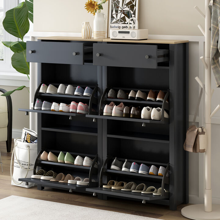 Merax Modern Style Shoe Rack with 4 Flip Drawers