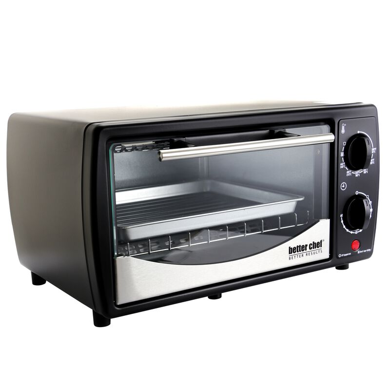 Better Chef 9 Liter Toaster Oven Broiler- Black With Stainless Steel Front