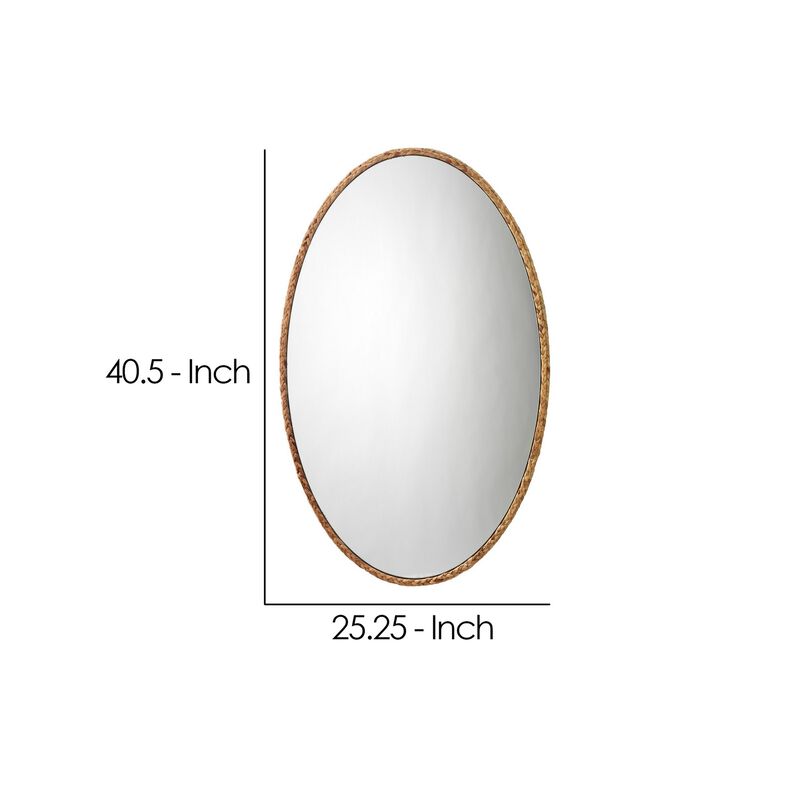 Mirror with Oval Encasing and Seagrass Braiding, Brown-Benzara