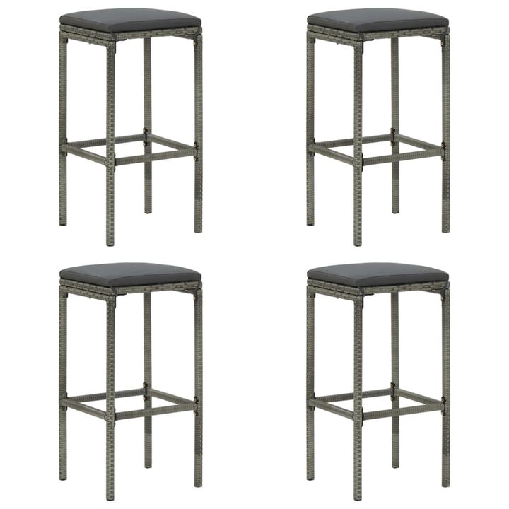 vidaXL 5 Piece Garden Bar Set with Cushions Poly Rattan Gray