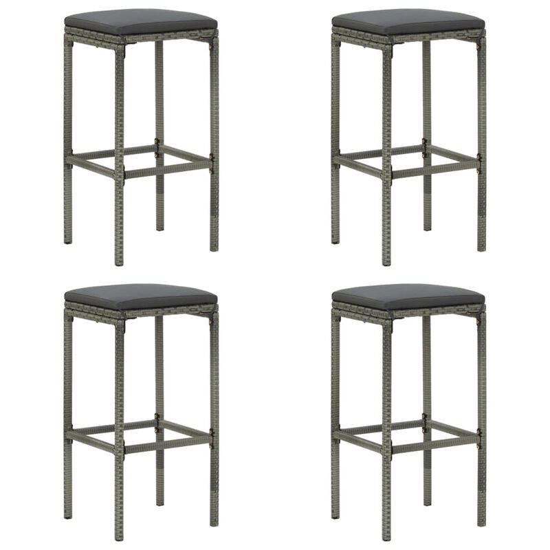 vidaXL 5 Piece Garden Bar Set with Cushions Poly Rattan Gray