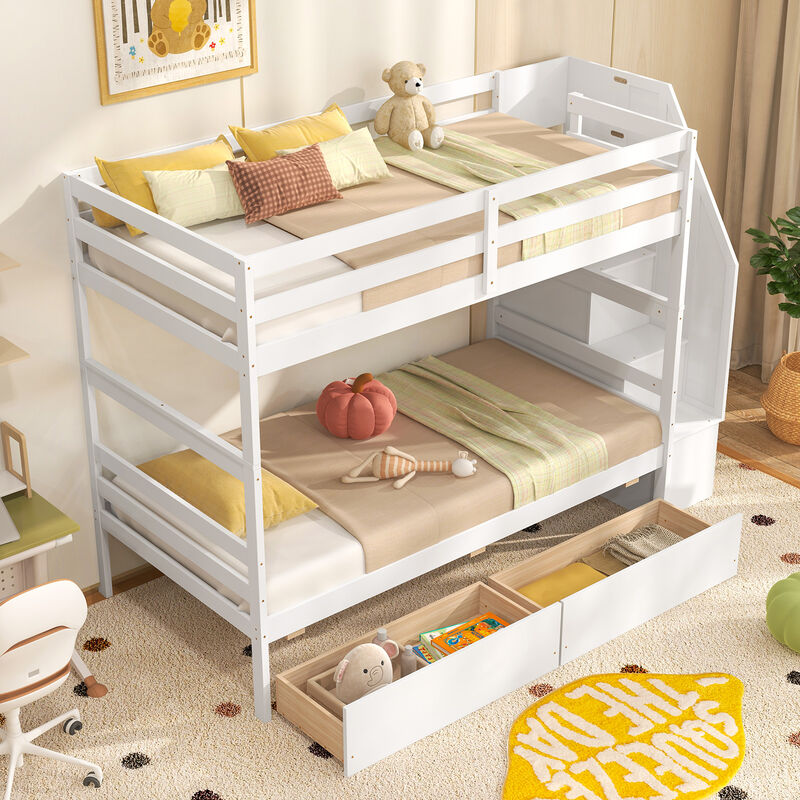 Bunk Bed with Storage Stairs and Drawers